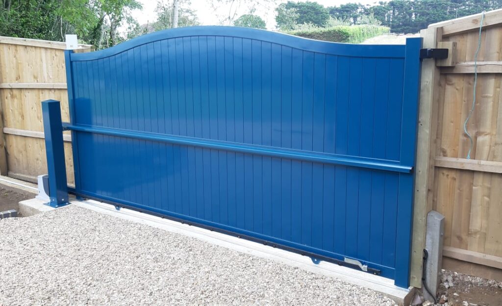 Blue aluminium sliding gate